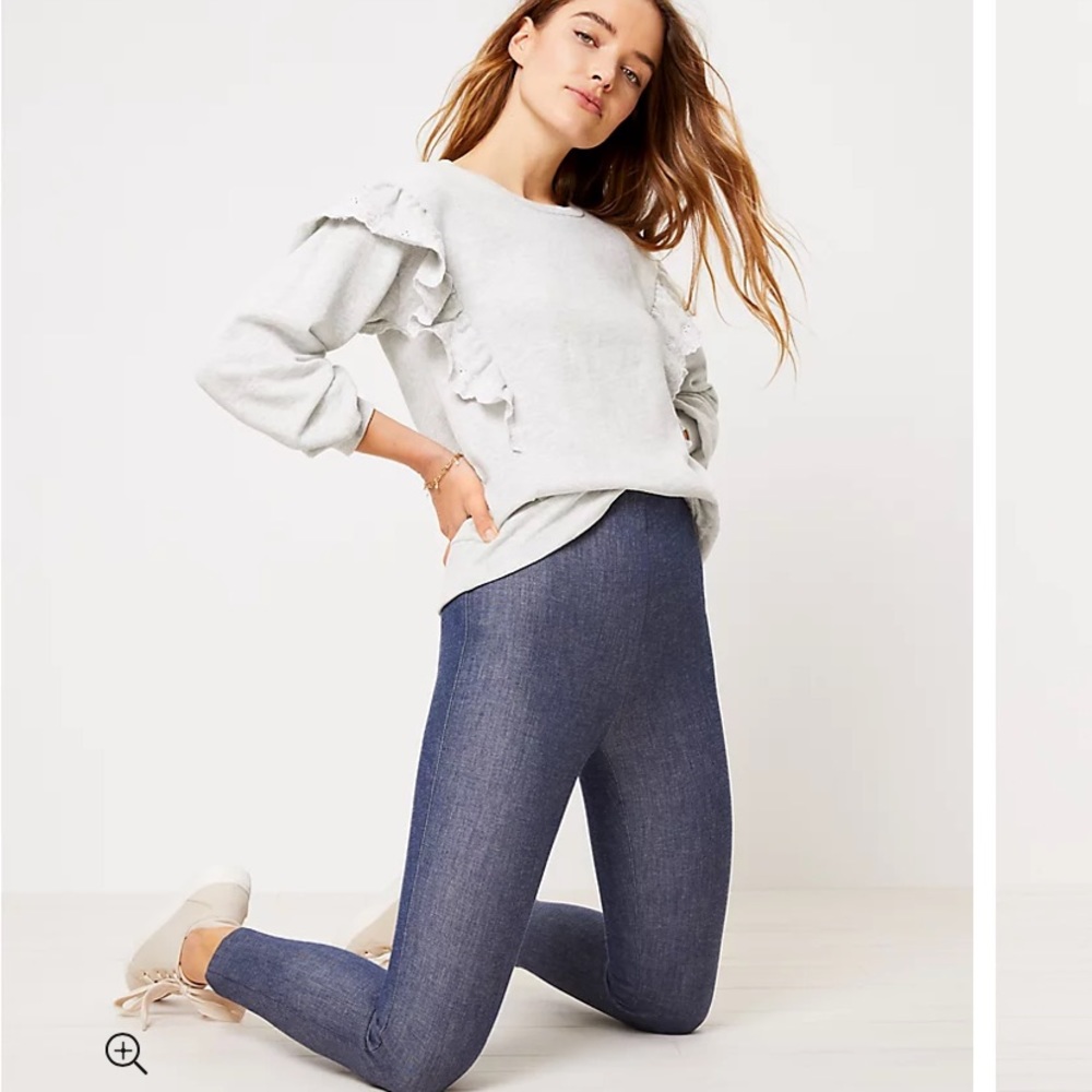 Loft side zip curvy skinny chambray pants